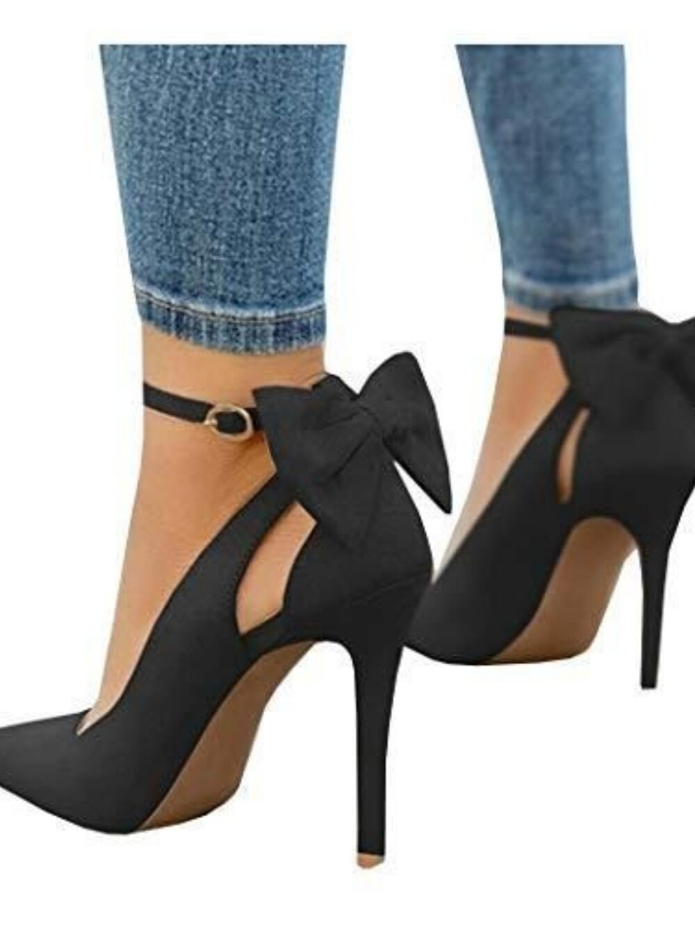 PiePieBuy Women's Pointed Toe High Heels Ankle Strap D'Orsay Pumps Shoes Bow 9.5